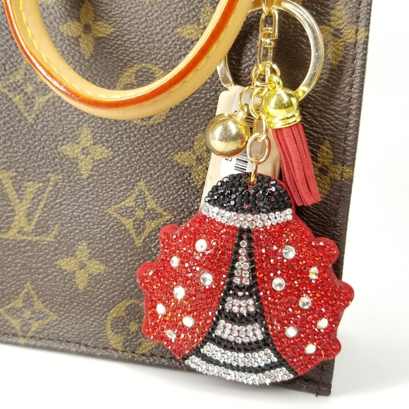 NEW Red Ladybug Crystal Keychain Purse Bag Charm - Picture 2 of 4